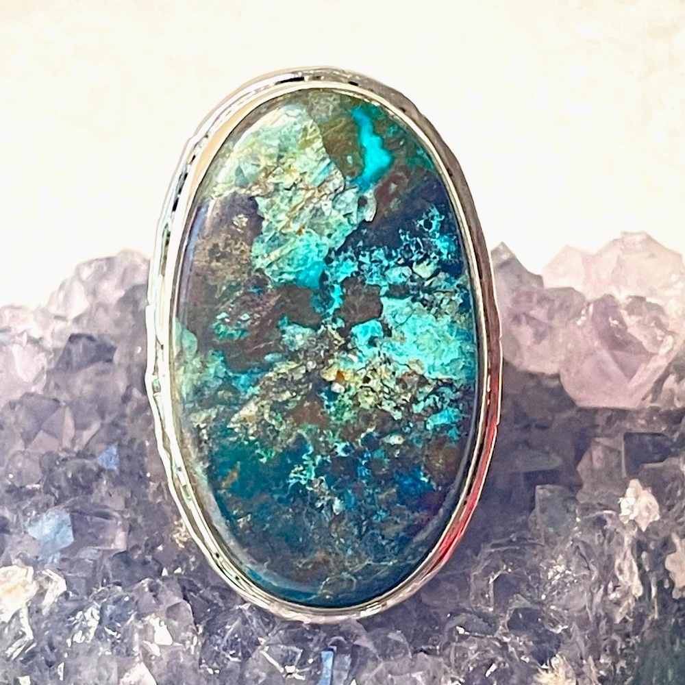 Chrysocolla Natural Gemstone Solid Sterling Silve… - image 1